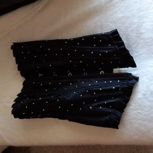 CORSETS Black Satin Longline Overbust Lace-Up Back Corset Sz S Jeweled